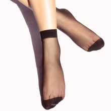 cristal transparente venda quente cor sólida elástica feminina alta elástica náilon preto meias curtas de seda finas para mulheres
